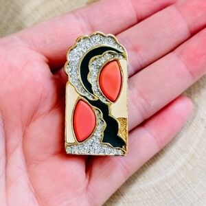 Jomaz Retro Regal rhinestone jeweled Pin Brooch VTG Signed enamel Collectible